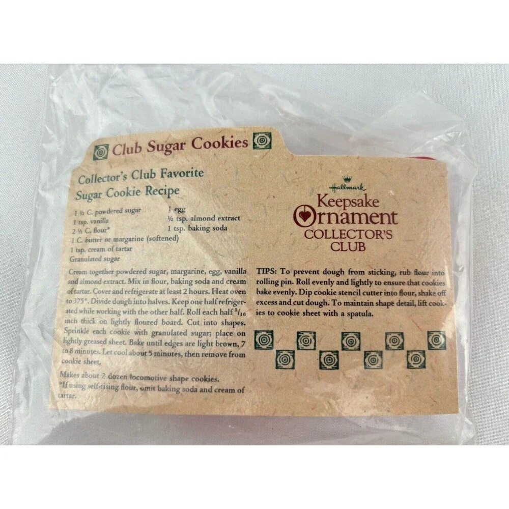 Hallmark Keepsake Ornament‎ Collectors Club Train Sugar Cookie Cutter and Recipe